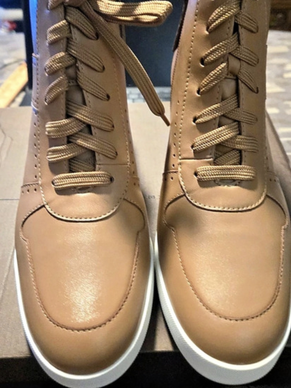 NIB LINEA Paolo Andres-L Oak Leather Wedge Sneaker Size 10M